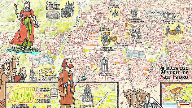 Life and miracles of San Isidro on a map: the city council marks 17 enclaves of Madrid