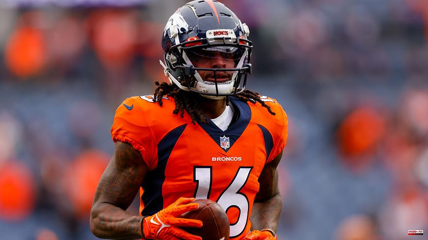 Tyrie Cleveland was taken off the field during Broncos practice
