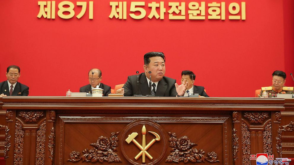 North Korean leader reiterates his support for arms buildup at party meeting
