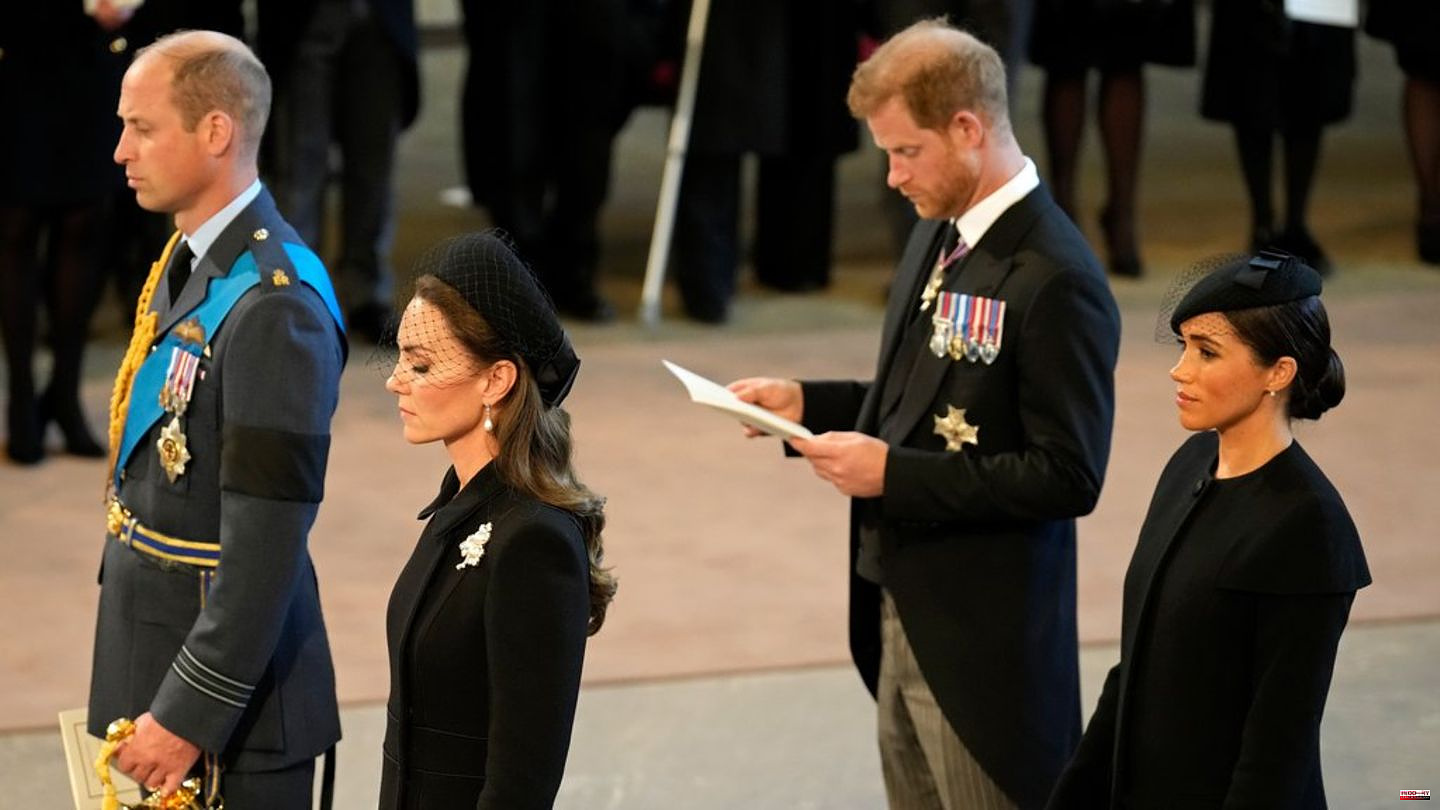William and Kate with Harry and Meghan: reunited in mourning in front of the Queen's coffin