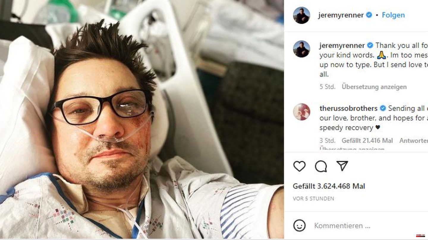 "Marvel" star: After a snow plow accident: Jeremy Renner sends greetings from the sick bed