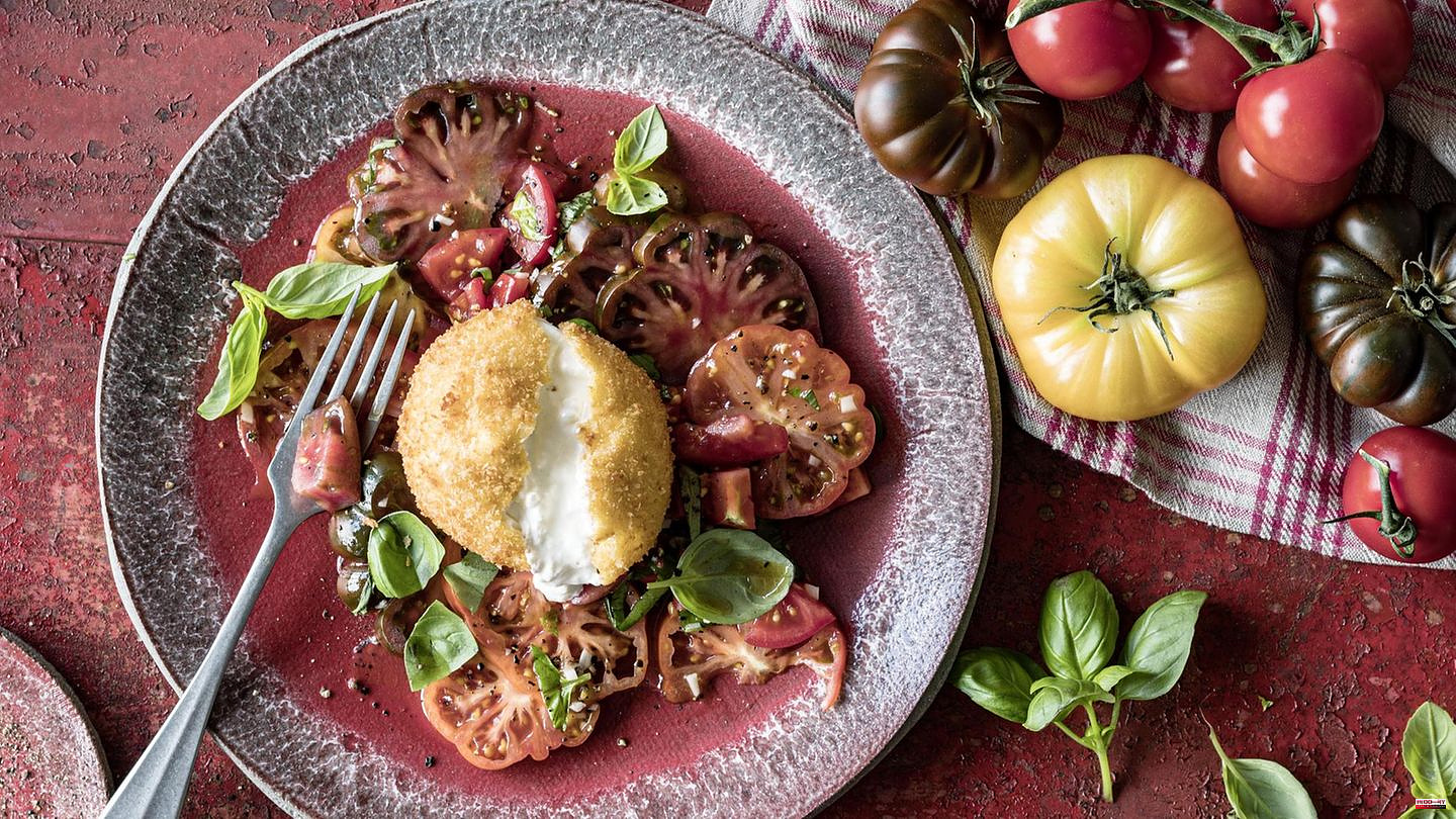 Simply eat - The pleasure column: Your heart so white - fried burrata on tomato salad