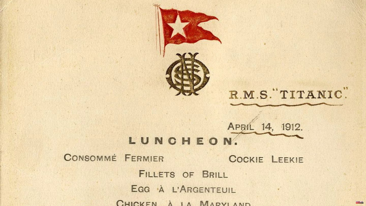 Souvenir: Last lunch menu: “Titanic” menu sells for around 75,000 euros at auction