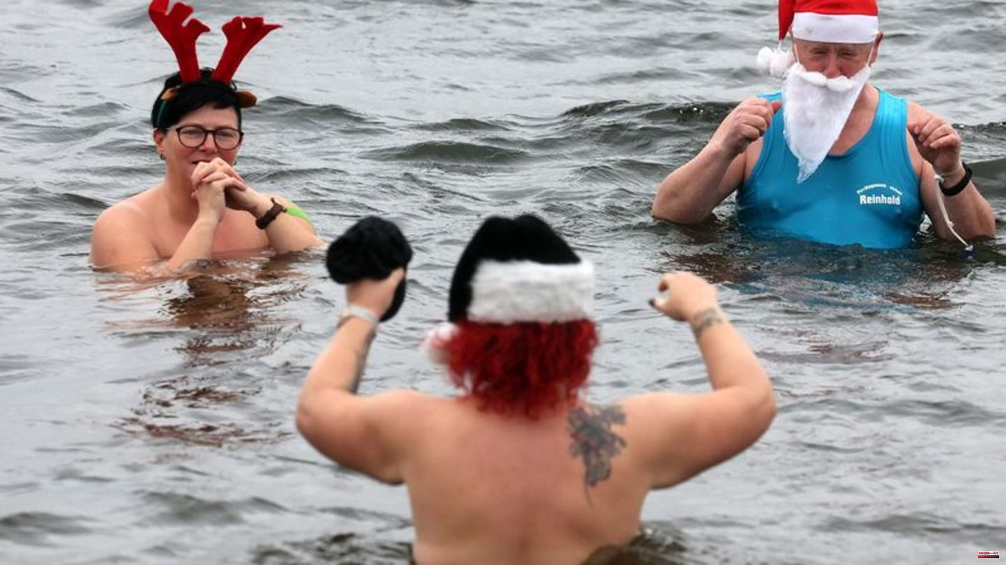 Customs: Wearing a pointed hat for a Christmas swim in the lake