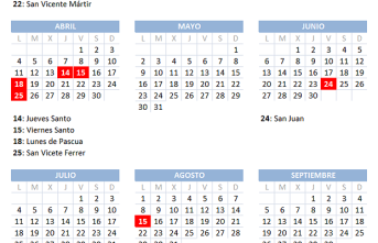 Work calendar 2022 in Valencia: list of holidays by municipalities in the month of June