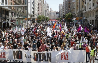 Thousands of people demonstrate against NATO in the...