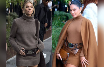 Knitted dress with belt: This fall look is particularly...