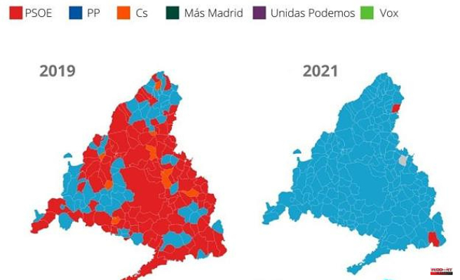 Madrid's blue map shows two red towns

