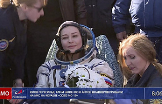 Russian filmmakers land on the space station after...