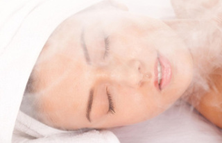 Wellness treatment: facial sauna against skin impurities:...