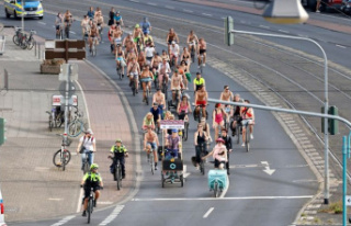 Traffic: Cyclists demonstrate in Cologne at the "Naked...