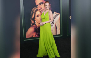 Jessica Chastain: With a bright green dress on the...