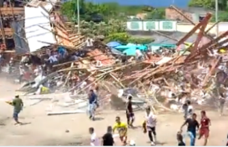 At least five dead and 500 injured when a stand collapses in an improvised bullring in Colombia