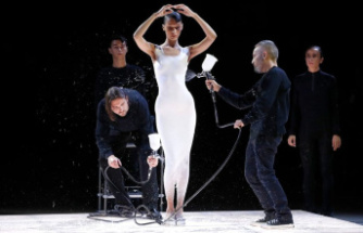 Paris Fashion Week: Bella Hadid unveils spray can dress