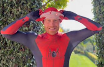 Christmas video: He's always fun: Prince Harry dresses up as Spider-Man for soldier children